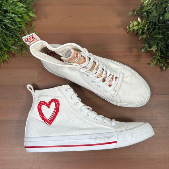 Desigual Shoes - Desigual Women's Casual Heart White High Top Sneakers Size 10